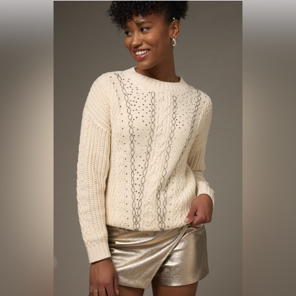New Francesca’s Sally Embellished Crewneck Pullover Sweater